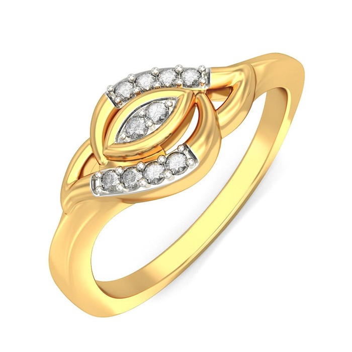 Round Shaped Diamond Eye Gold Ring in 10 Kt Yellow Gold and 0.05 Carat Diamonds Ring